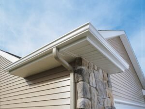 Closeup of new durable gutter systems with a rust-inhibiting primer and low-mar topcoat by Gutter Installation Middletown, NJ.